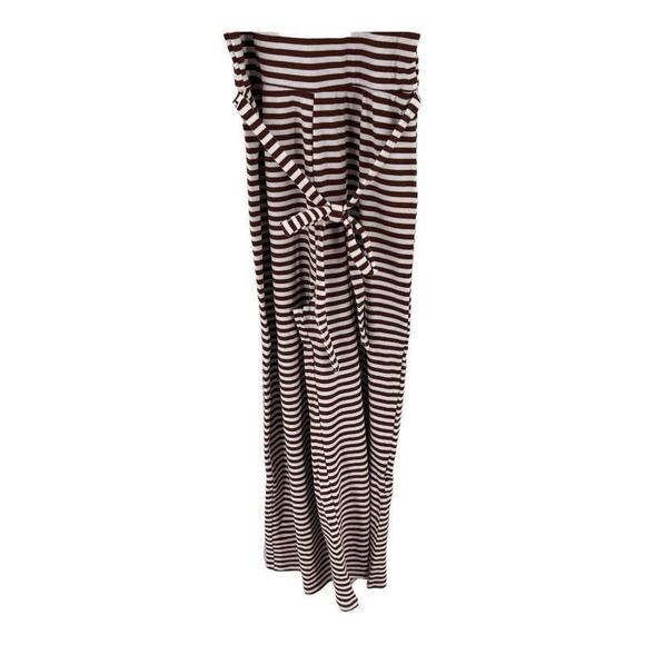 Topshop Jumpsuit Striped Brown White Belted V Neck Women's Sz US 6 NWT - Picture 7 of 8